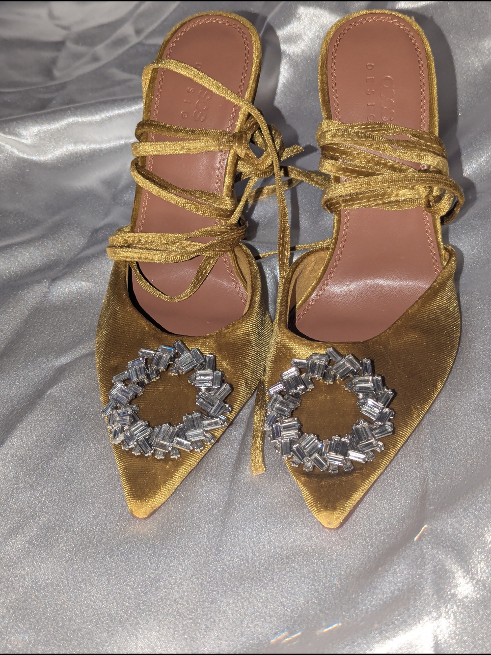 ASOS Velvet Gold Strappy Heels - Picture 5 of 6